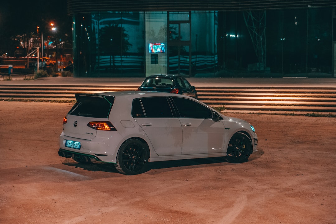 a white car on a road