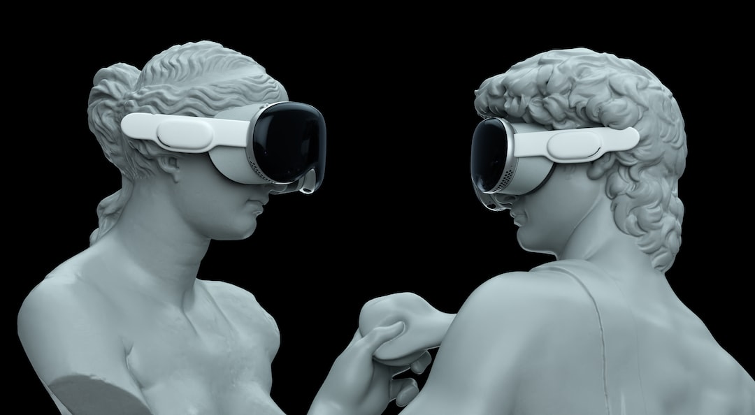 a couple of statues wearing virtual glasses