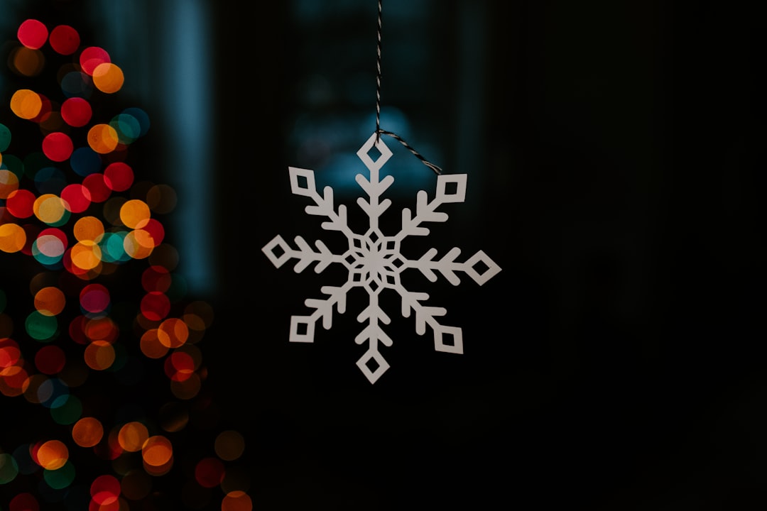 white and black snowflake illustration