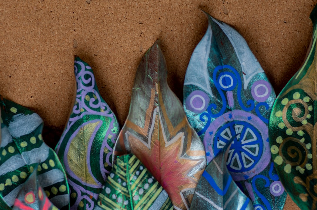 a close up of a group of cloth flowers