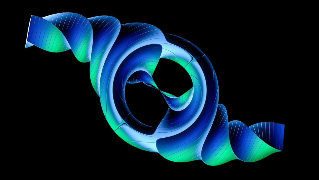 A blue and green spiral on a black background
