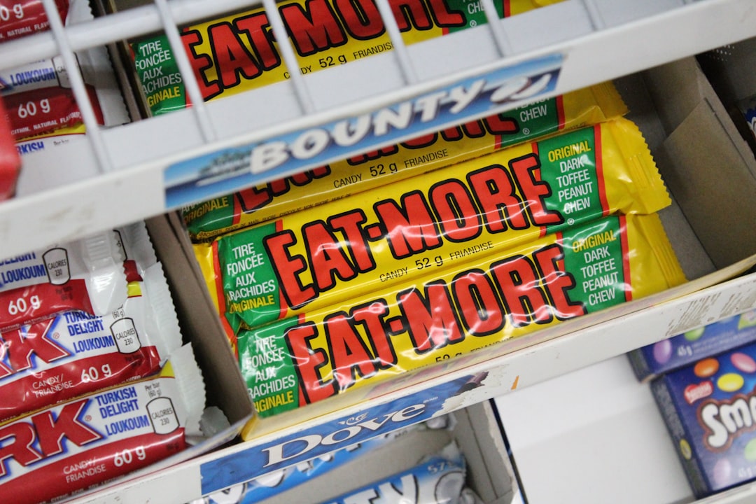 a display in a store filled with lots of food