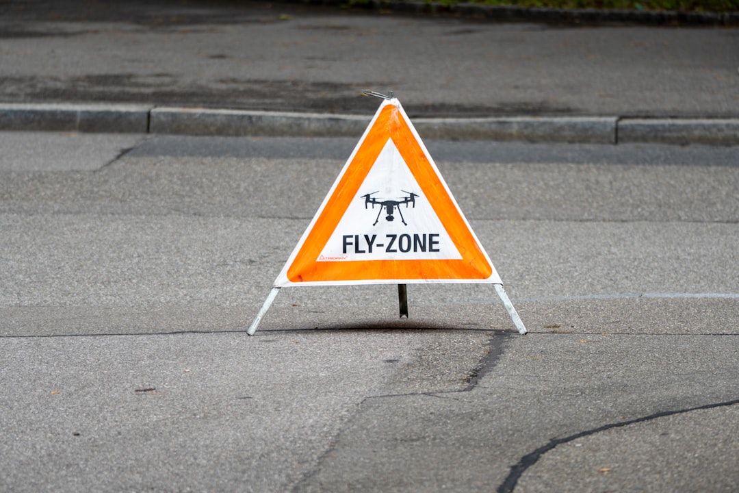 A fly-zone sign warns about drones.