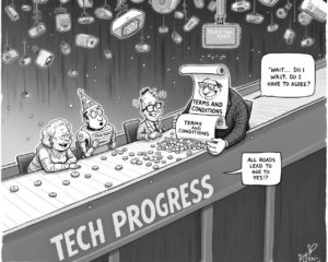 “Privés d’intimité, rémunérés d’illusions : la technologie vous remercie de votre participation !”